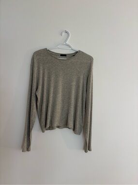 ATM Anthony Thomas Melillo Lightweight Scoop Neck Pullover in Heather Taupe